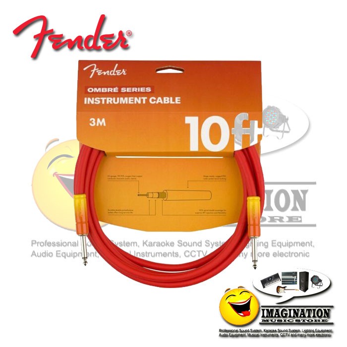 ✨New Fender Ombré Series Instrument Cable 10 Ft 3M Tequila Sunrise Terbaru