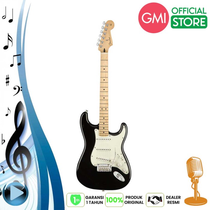 ✨New Ori Fender Player Stratocaster Electric Guitar Maple Fb Black Terbaru