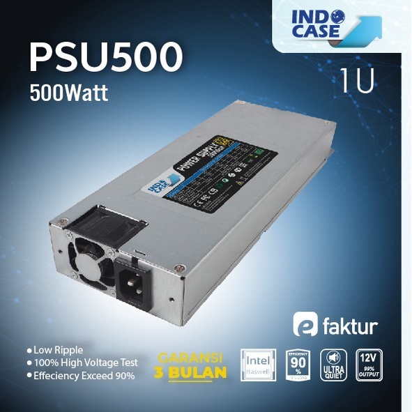 ✨Ori Psu501U Indocase Power Supply 500W Pure For 1U Case 80Gold Terbaru