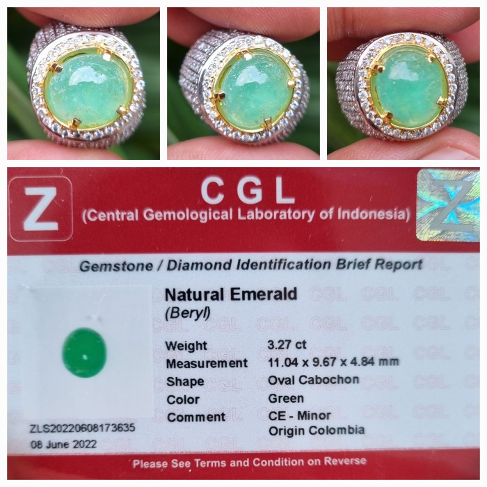 ✨Termurah Batu Zamrud Colombia Jamrud Emerald Colombia Minor Memo 3.27 Crt Berkualitas