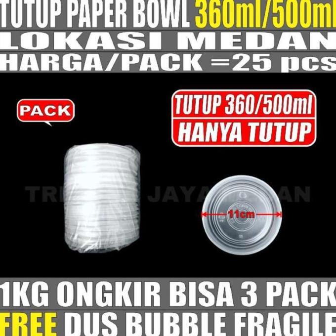 {{{{{{] Tutup Paper Bowl 360ml 500ml 650ml 800ml Per Pack Hanya Tutup Medan