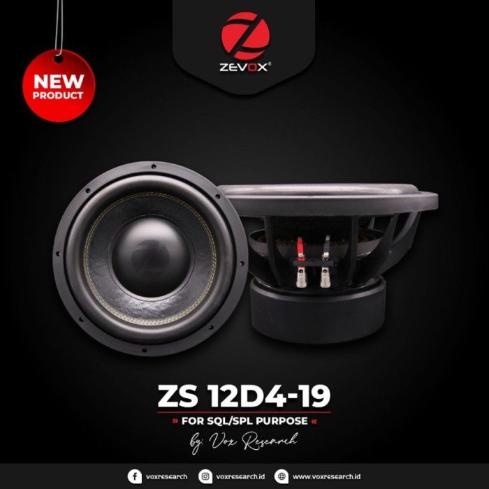 ✅Ori Subwoofer Sql Spl Zevox Zs 12D4-19 By Vox Research Original Resmi Diskon