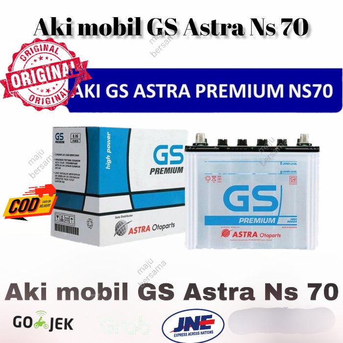 [Original] Aki Gs Astra Premium Ns 70 Mobil DynaColt Diesel FusoMu-X Berkualitas