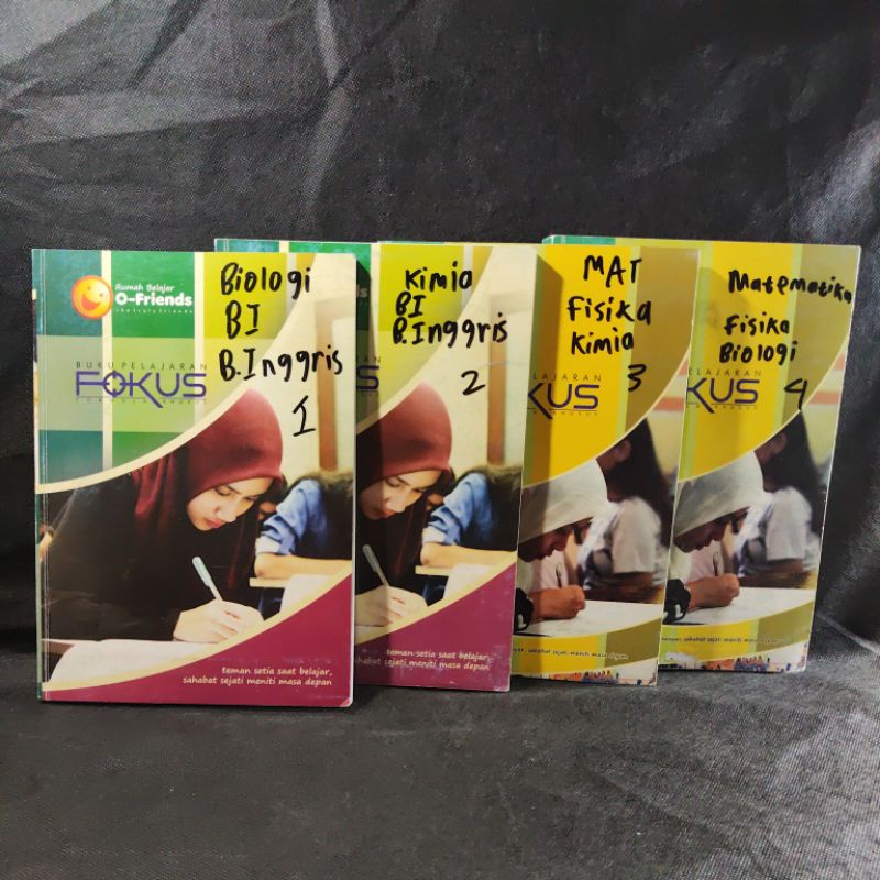 Buku Pelajaran Fokus Biologi, Kimia, Fisika, Matematika, Bahasa Indonesia, Bahasa Inggris.
