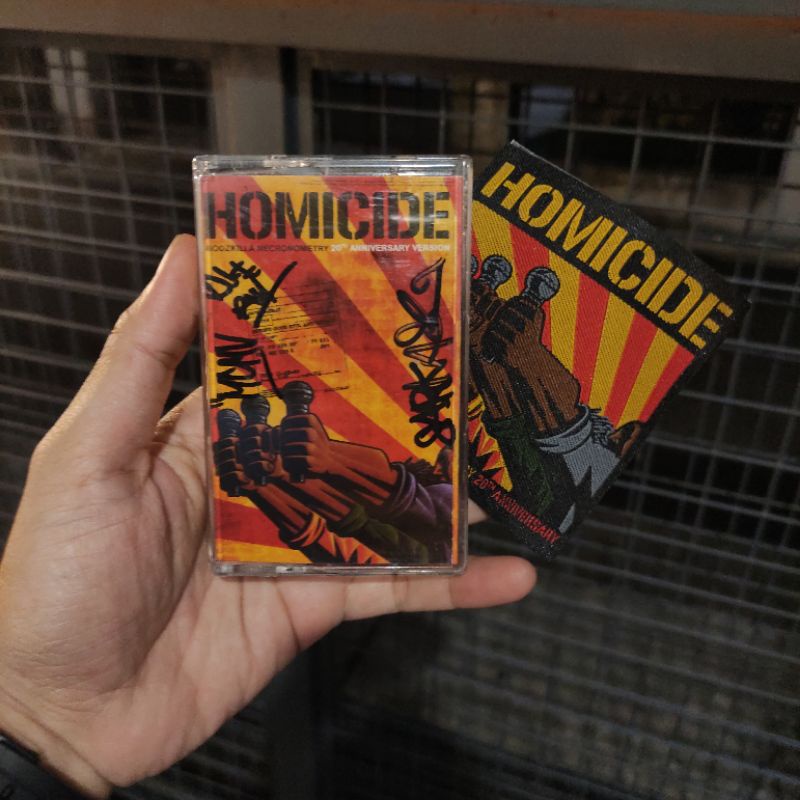 Cassette Tape dan Woven Patches Homicide Godzkilla Necronometry 20th anniversary
