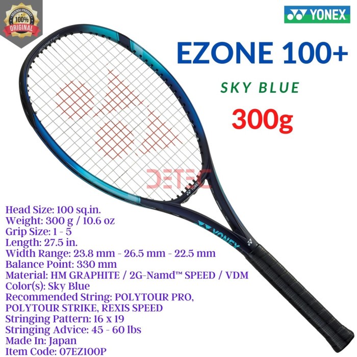 ✨Ori Yonex Ezone 100 Plus 300G Sky Blue - Raket Tenis Diskon