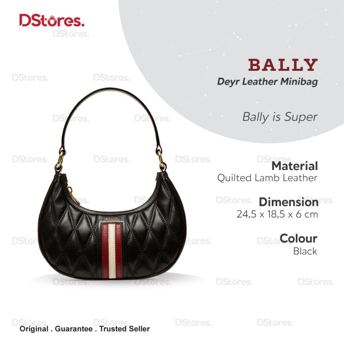 ✨New Bally Tas Selempang Deyr Leather Minibag - Black Limited
