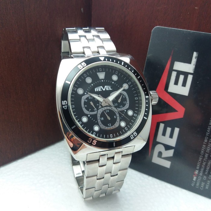 ✨Termurah Jam Tangan Pria Revel Cn6786 Silver Black Garansi Resmi 1Thn Original Diskon