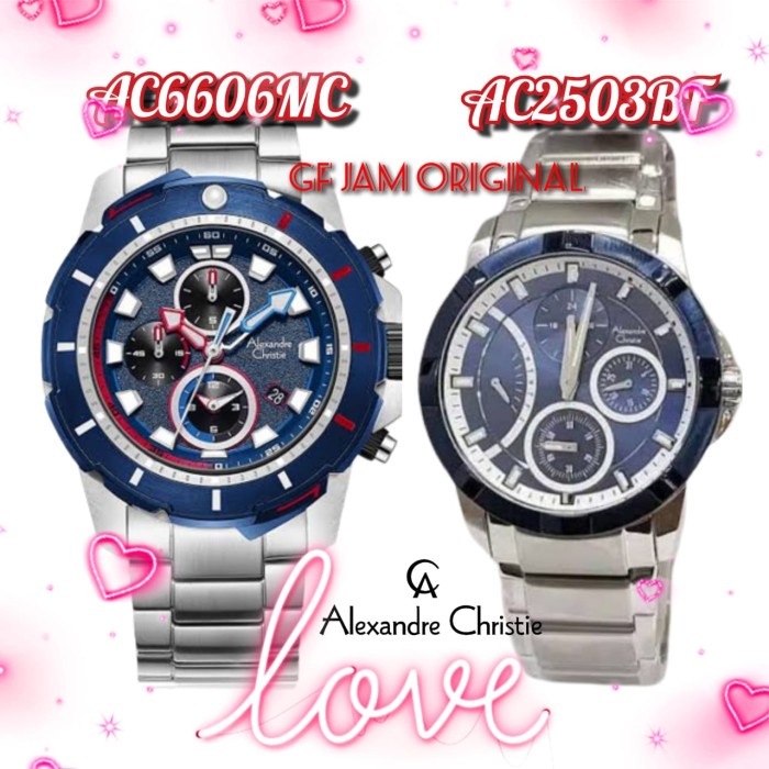 ✨Termurah Jam Tangan Couple Alexandre Christie Ac 6606 Ac 2503 Silver Blue Limited