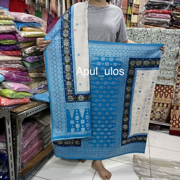 ✨New Songket Palembang Tenun Tangan Asli Tumpal Biru Silver Terbaru