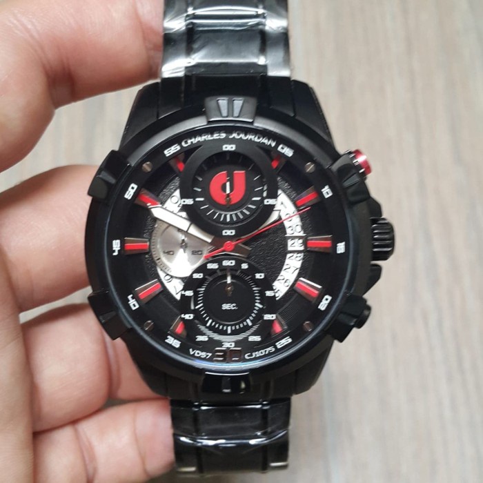 ✨Sale Jam Tangan Charles Jourdan Cj1075-1732C Pria Full Black Original Diskon