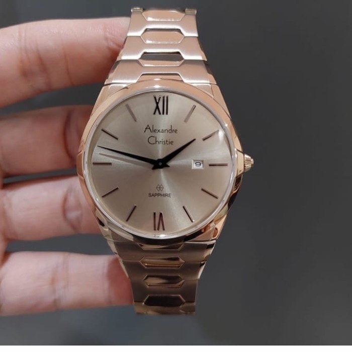 ✨Sale Jam Tangan Pria Alexandre Christie Original Saphhire Ac8542 Gold Diskon