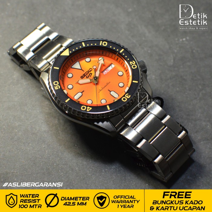 ✨Sale Seiko 5 Sports Srpd59K1 Orange Automatic Stainless Steel Original Terbaru
