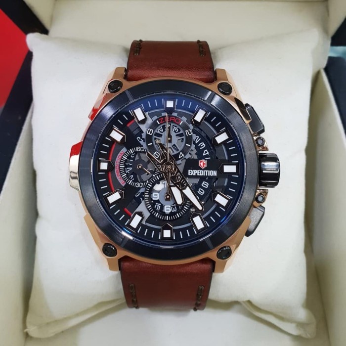 ✨Ready Jam Tangan Expedition Pria Original E6793 Brown Rosegold Diskon
