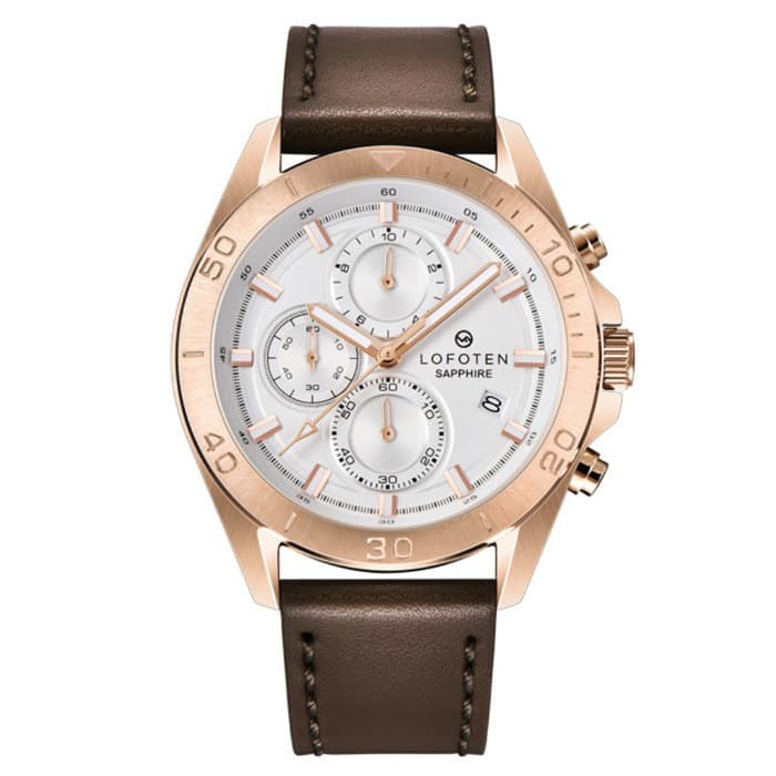✨Ready Lofoten F-6504 Mc - Jam Tangan Pria Kulit Stainless-Sapphire Rosebrown Diskon