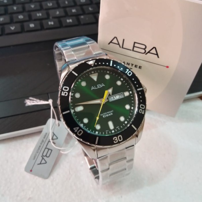 ✨Sale Jam Tangan Pria Alba Aj6111X1 Aj6111 Silver Green Original Terbaru