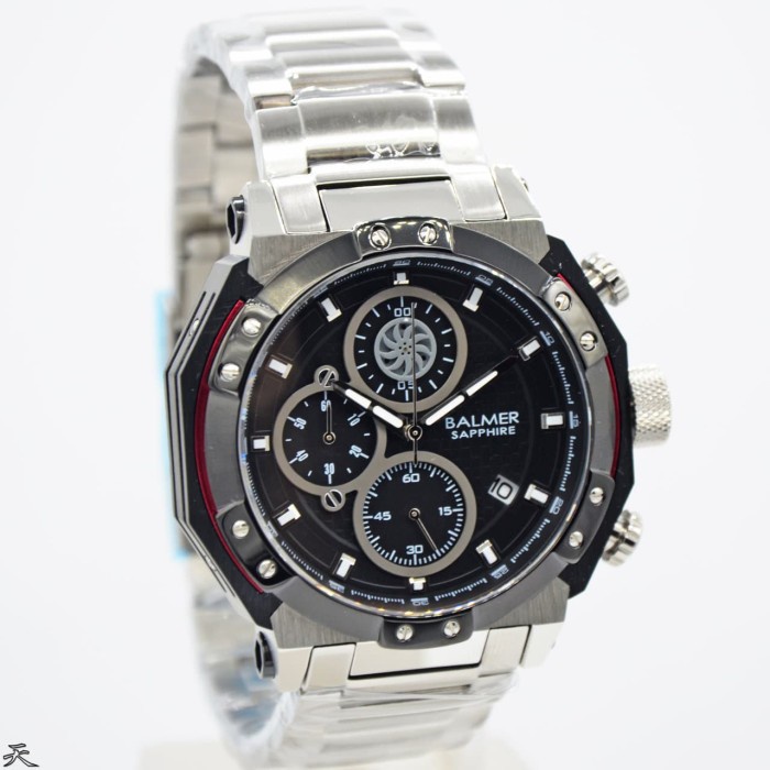 ✨Sale Jam Tangan Pria Balmer B-7998 Silver Black Crono Sapphire Glass Origin Terbatas