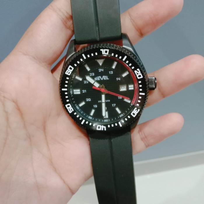 ✨Sale Jam Tangan Pria Revel Co2074 Black Rubber Original Bergaransi Diskon
