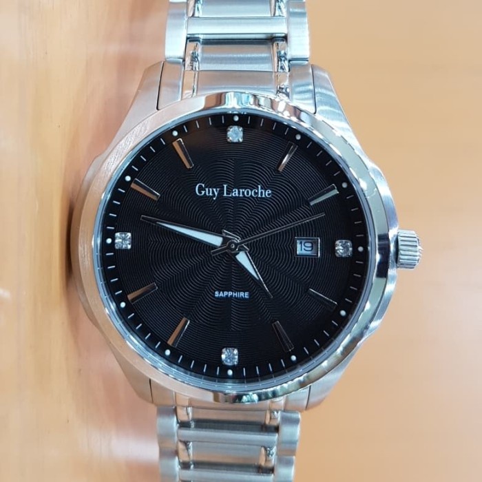 ✨Ready Guy Laroche G212 Black Dial Stainless Steel Men'S Watch Berkualitas