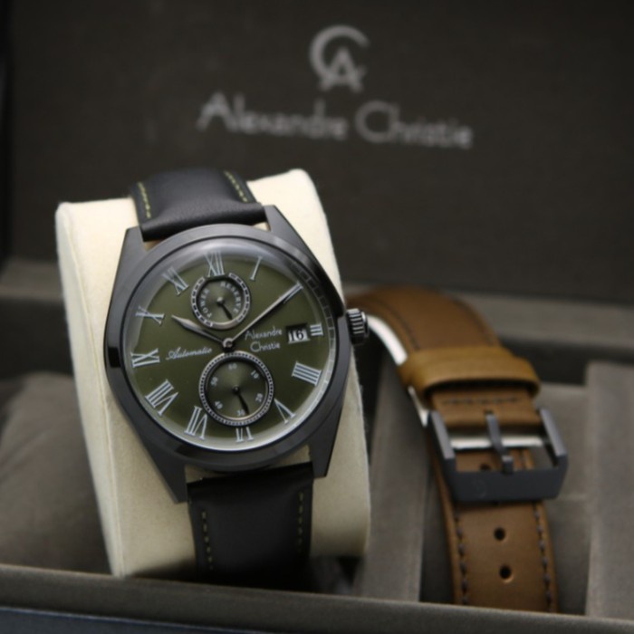 ✨Ready Jam Tangan Pria Alexandre Christie 3040 Ac3040 Automatic Black Green Diskon