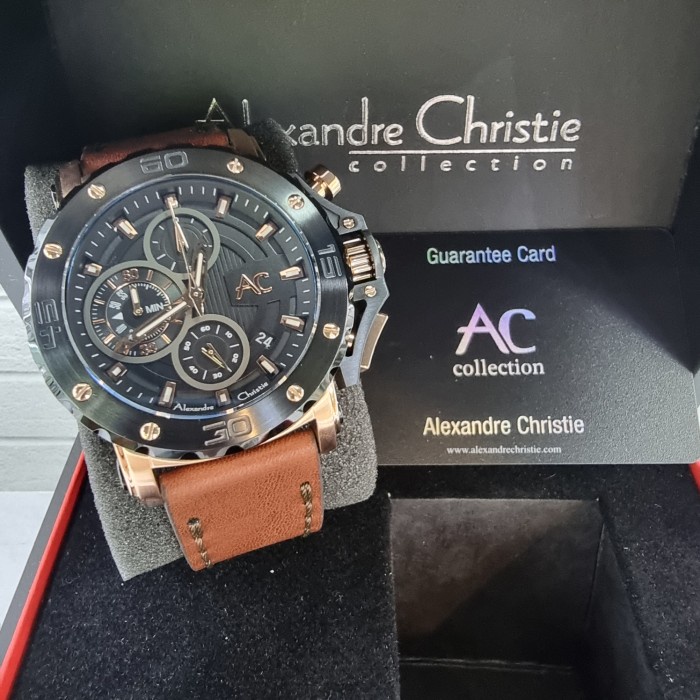 ✨Ready Jam Tangan Pria Alexandre Christie Collection Ac9205M - Kulit Rosegold Diskon