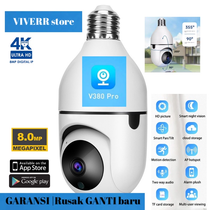 Terlaris Ip Camera Cctv Bulb Wifi App V380 Panoramic/Kamera Ip Bohlam 360 Eyes