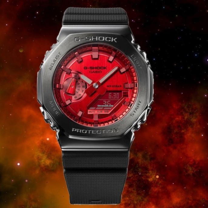 ✨New Ori Jam Tangan Pria Casio G-Shock Gm-2100B-4A Black Red Original Terbaru