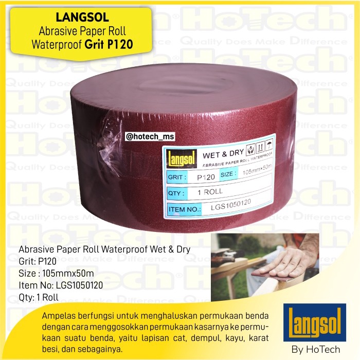 ✅New Kertas Amplas Roll  Langsol  Abrasive Cloth Roll Waterproof P120 Berkualitas