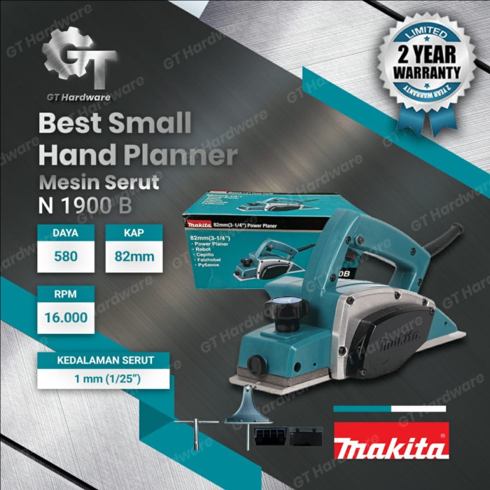 [Original] Makita N1900B Mesin Serut/Ketam /Power Planner 82Mm 580 Watt Terbaru