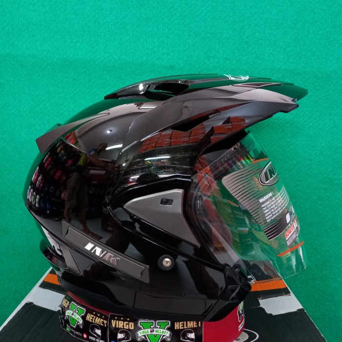 ✨Termurah Helm Ink T Max Solid Black Double Visor Originql Ink Diskon