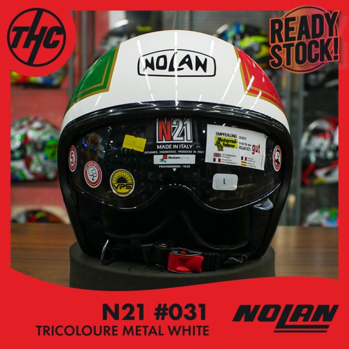 ✨Termurah Nolan Helmet N21 031 Classic Tricolore Metal White Terbaru