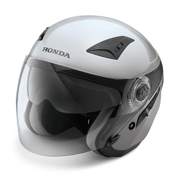 Helm Half Face Helmet Honda Luxury Silver 87100LXSLV
