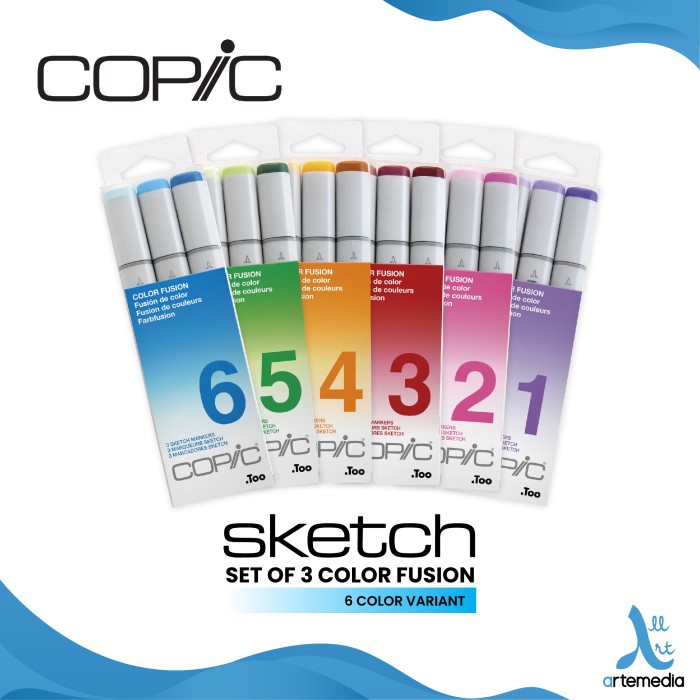 

Gaya Marker Copic Sketch Set 3 Color Fusion Brush Pen Spidol Warna
