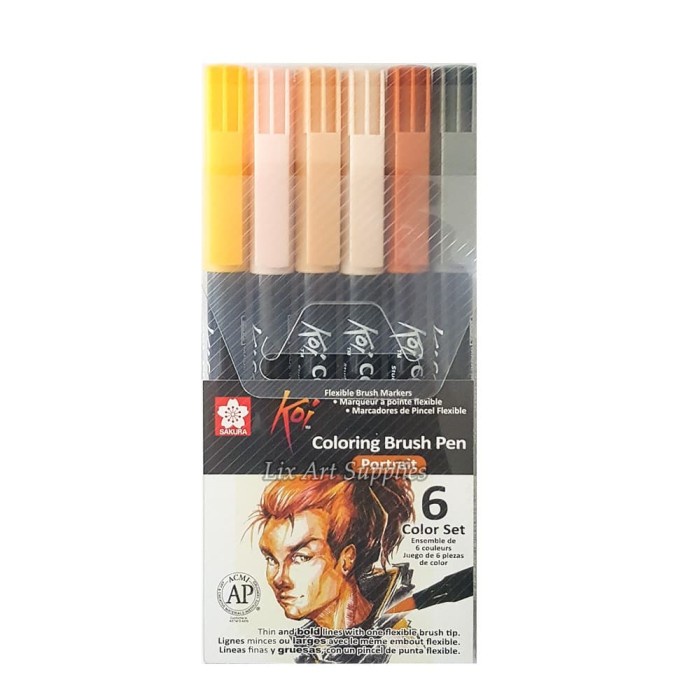 

Gaya Sakura Koi Coloring Brush Pen Set 6 - Portrait Color