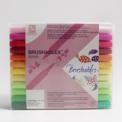 

Gaya Brush Pen Zig Kuretake Brushables Full Set 24Pcs /48 Warna