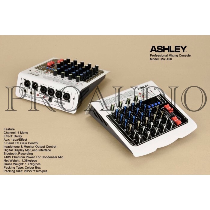 Mixer Audio Ashley 4 Channel Mix 400 Bluetooth Usb Original Ashley