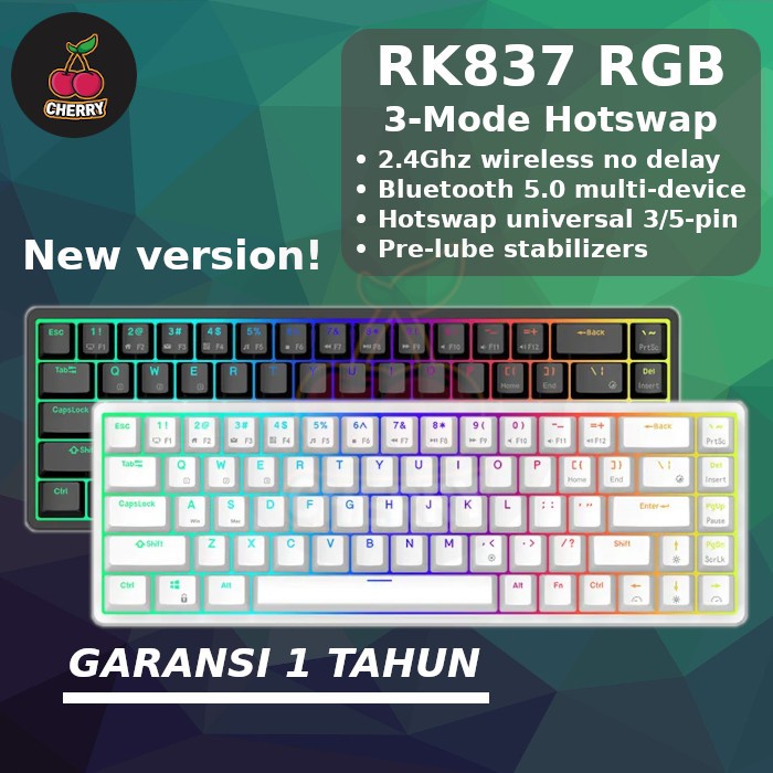 Royal Kludge RK837 RK68 RGB Wireless Bluetooth Mechanical Keyboard