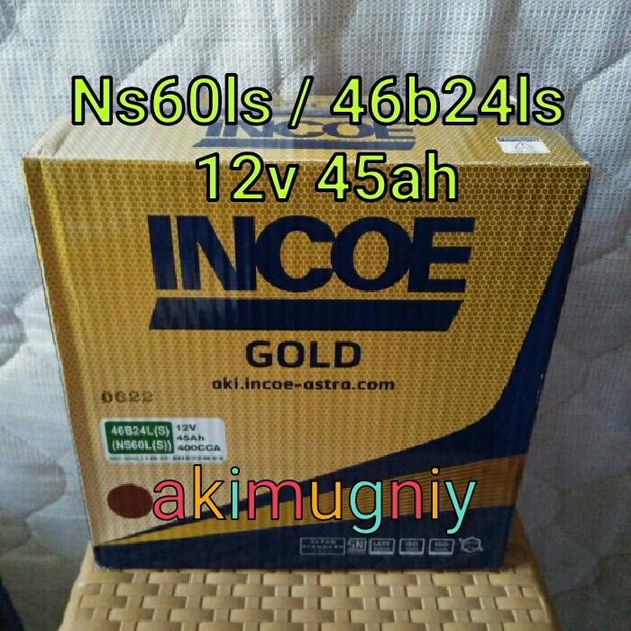 Aki Ns60Ls Incoe Gold Hybrid Basah 12V 45Ah Crv Hrv Yaris Vios Sienta