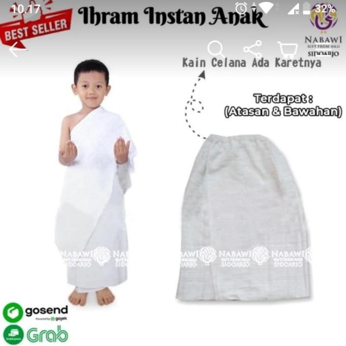 KAIN IHRAM INSTAN ANAK TK/BAJU IHRAM LANGSUNG PAKAI MANASIK