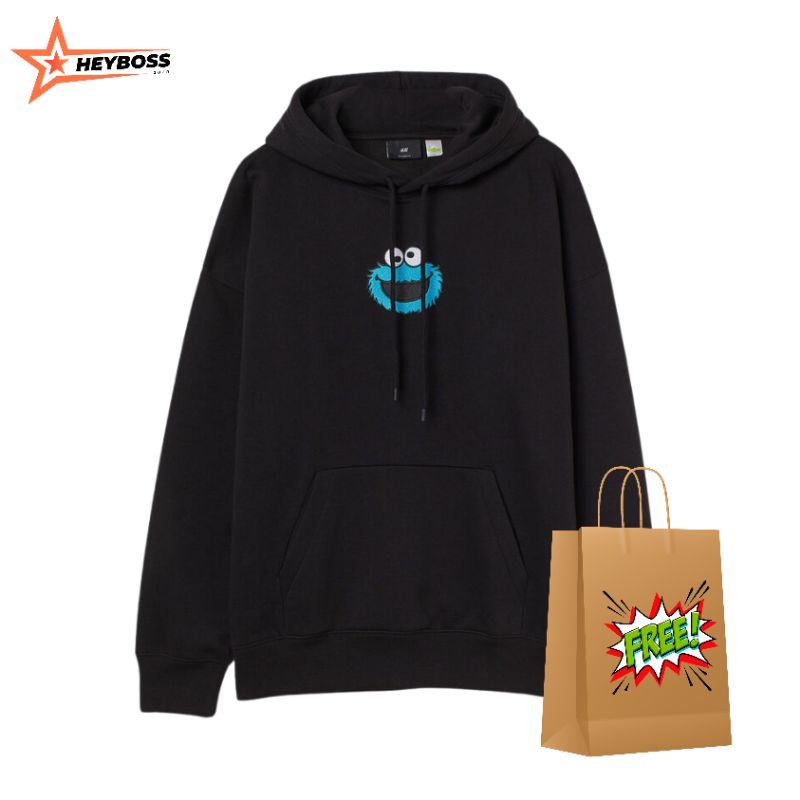 Hoodie Pria HnM Hoodie Wanita HM Elmo Sesame Street Full Tag Free Paper Bag