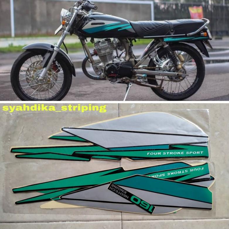 TERMURAH STICKER STRIPING LIS BODY MOTOR HONDA GL MAX/PRO 1995 95 HIJAU SILVER BISACOD