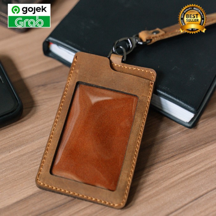 

LANYARD KULIT MAGNET ID CARD HOLDER NAME TAG KULIT ASLI