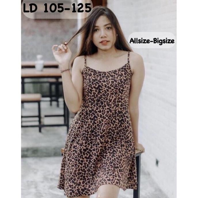DO308 Aks- MINI DRESS YUKENSI RAYON LEOPARD MACAN DASTER BIGSIZE JUMBO BESAR SALE