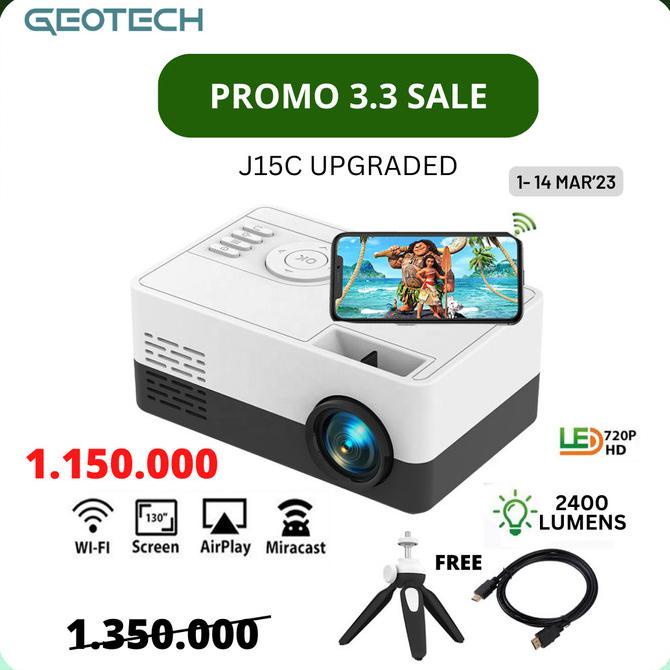 Projector Geotech J15C Mini Proyektor Led Portabel 50 Ansi