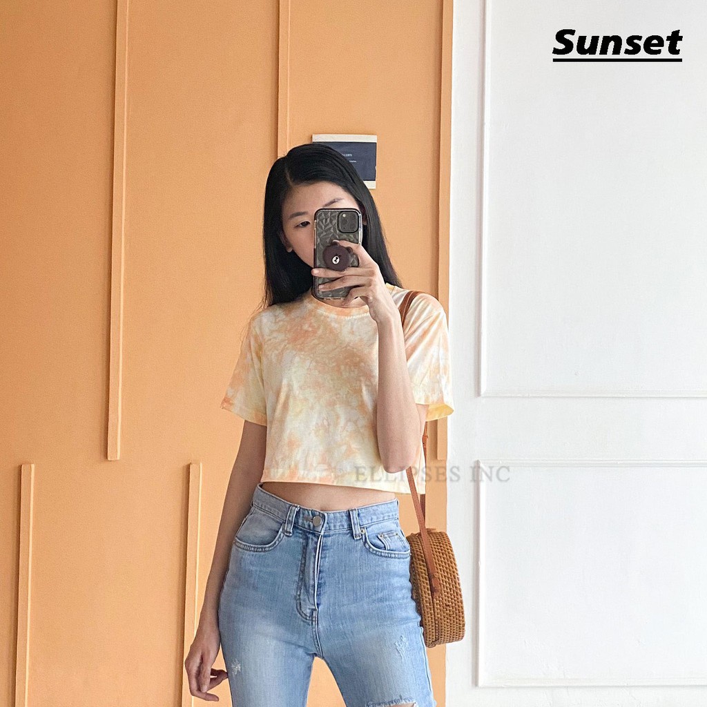 ELLIPSESINC Crop Top Tie Dye Lengan Pendek & Panjang