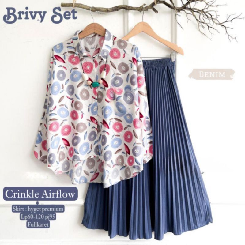 RATI - Brivy Set / Naira Set Plisket #2 by Mumufashion Solo Setelan Baju Wanita Terlaris Crinkle Mot
