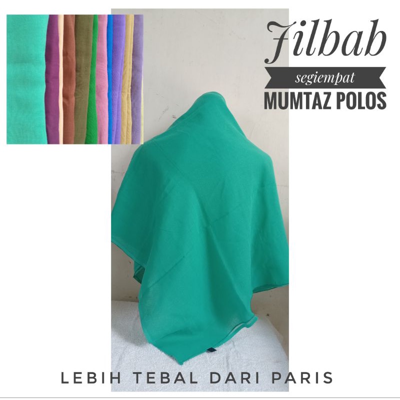 jilbab hijab segi empat kerudung muslimah bahan katun mumtaz polos tebal