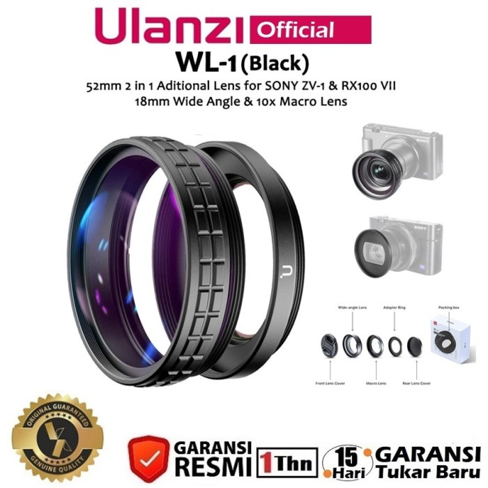 Ulanzi WL-1 52mm Wide Angle & Macro Lens for SONY ZV-1/RX100 VII