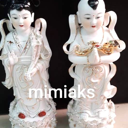 Patung Pendamping Dewi Kwan im Keramik Taiwan 12"