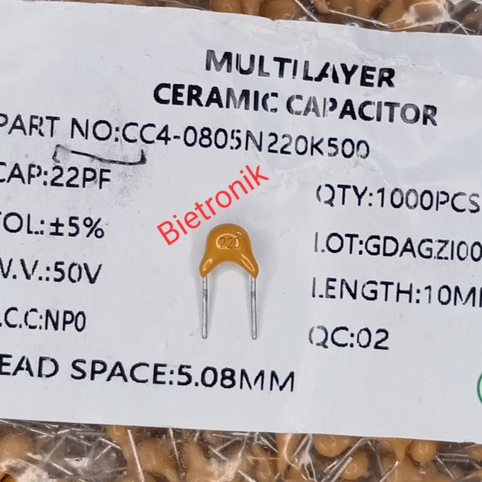 Buruan beli] Kapasitor 22pF 50V NPO MLCC